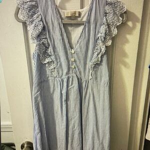 Blue and White Striped Dress